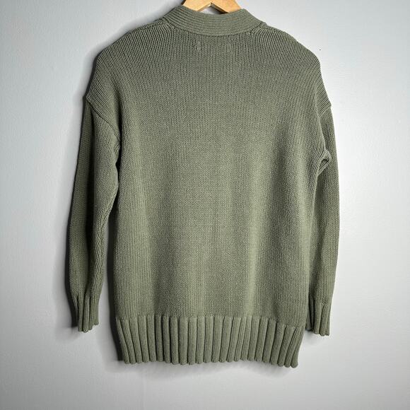 LOFT Women’s Sage Green Longline Chunky Knit Wool Blend Cardigan Sweater Size XS - Picture 6 of 6